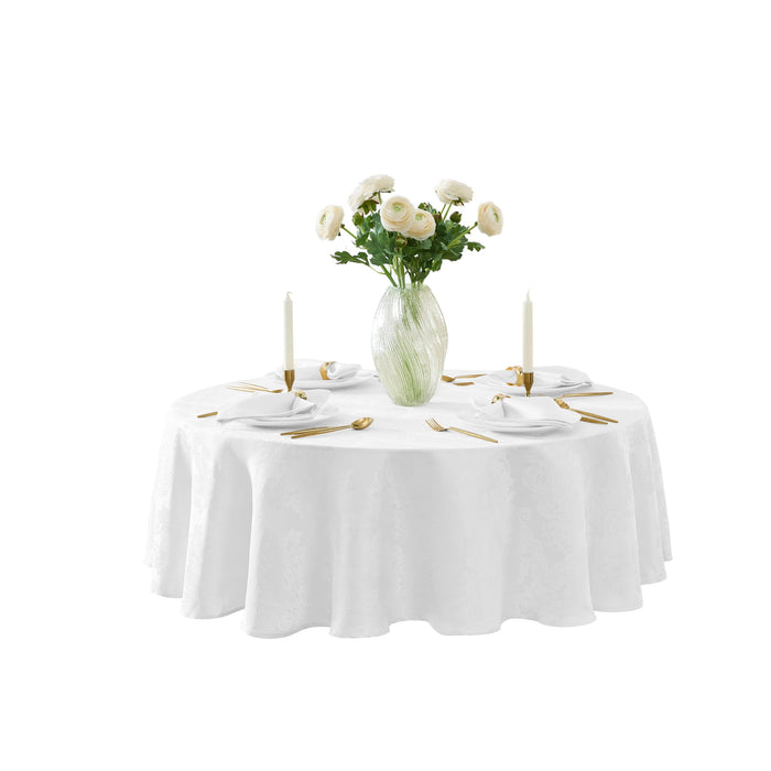 Newbridge Barcelona Luxury Damask Fabric Tablecloth, 100% Polyester, No Iron, Soil Resistant Holiday Tablecloths and Napkins