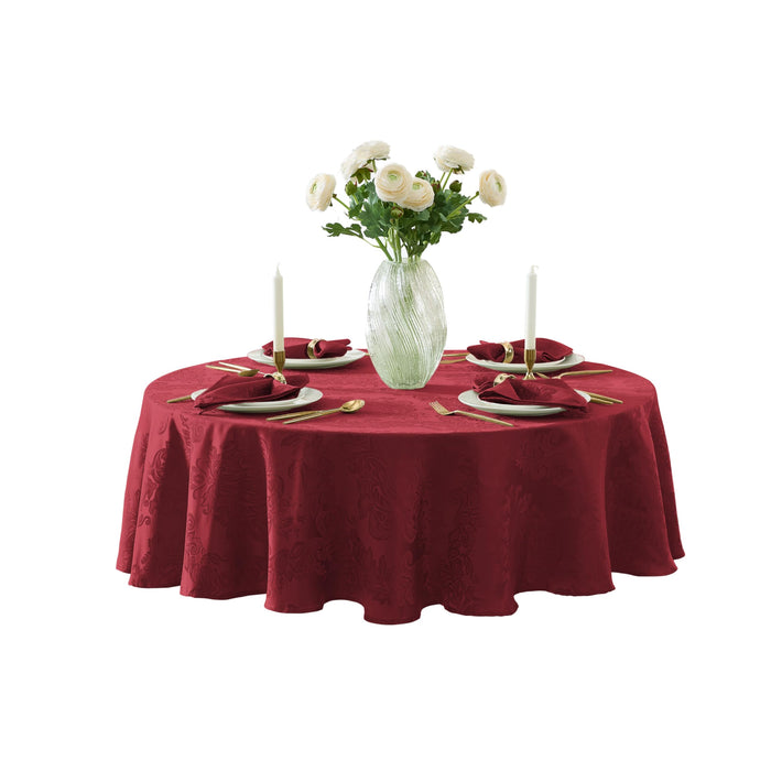 Newbridge Barcelona Luxury Damask Fabric Tablecloth, 100% Polyester, No Iron, Soil Resistant Holiday Tablecloths and Napkins
