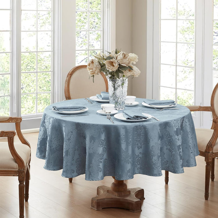Newbridge Barcelona Luxury Damask Fabric Tablecloth, 100% Polyester, No Iron, Soil Resistant Holiday Tablecloths and Napkins