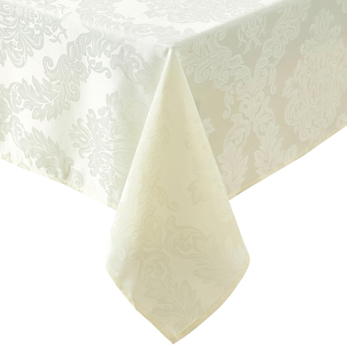 Newbridge Barcelona Luxury Damask Fabric Tablecloth, 100% Polyester, No Iron, Soil Resistant Holiday Tablecloths and Napkins