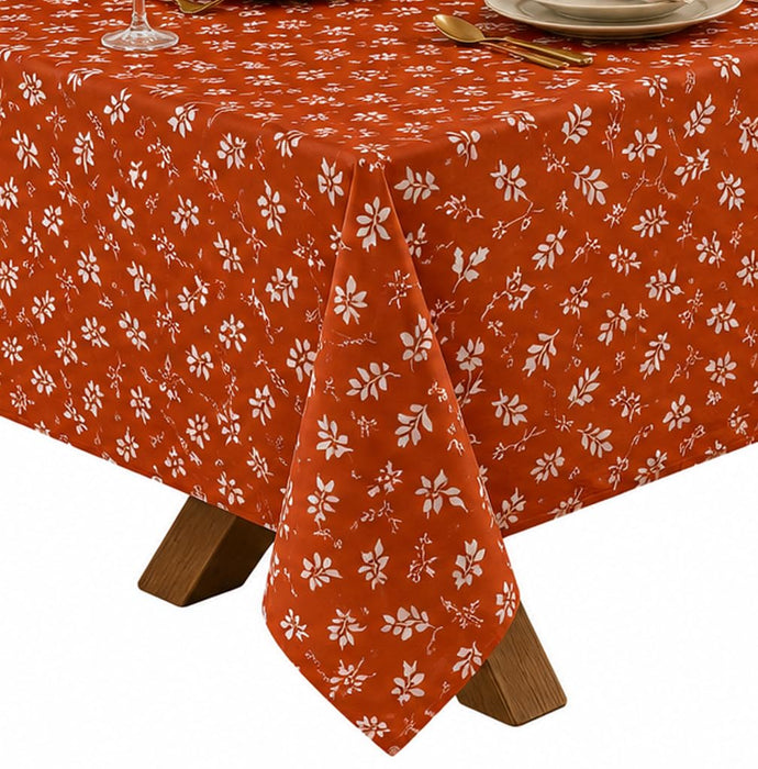 Home Bargains Plus Thanksgiving Harvest Grain on Rust Background Vinyl Tablecloth with Flannel Backing, PEVA Non Toxic Easy Care Fall Table Cover for Holiday Dining Party