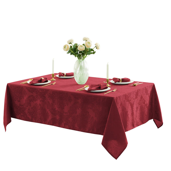 Newbridge Barcelona Luxury Damask Fabric Tablecloth, 100% Polyester, No Iron, Soil Resistant Holiday Tablecloths and Napkins