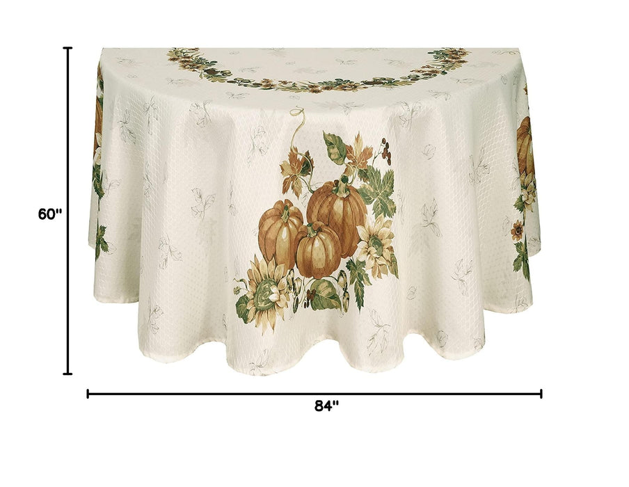 Stockbridge Pumpkin Harvest Thanksgiving Tablecloth, Sunflower & Acorn Border