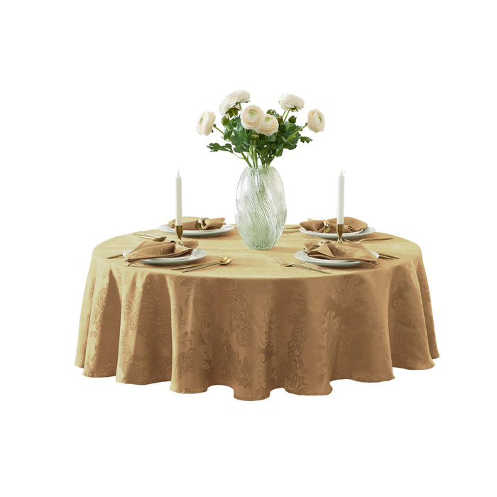 Newbridge Barcelona Luxury Damask Fabric Tablecloth, 100% Polyester, No Iron, Soil Resistant Holiday Tablecloths and Napkins