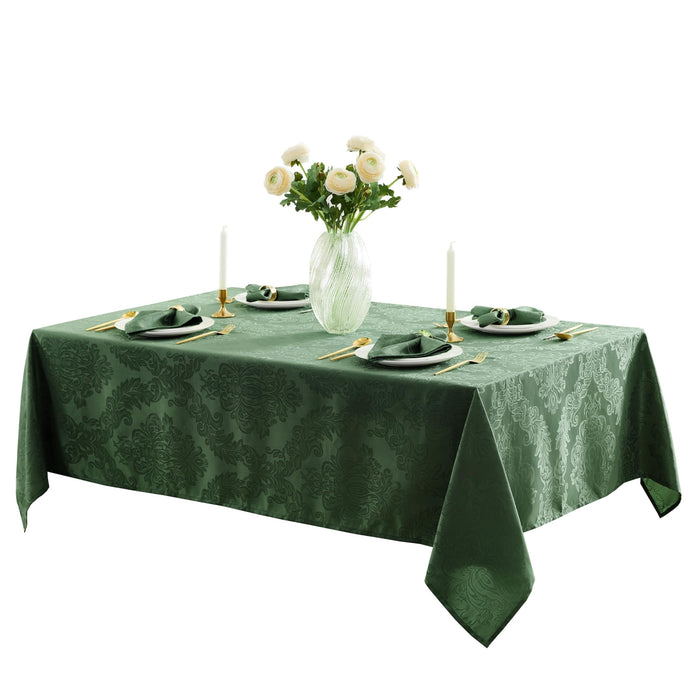 Newbridge Barcelona Luxury Damask Fabric Tablecloth, 100% Polyester, No Iron, Soil Resistant Holiday Tablecloths and Napkins