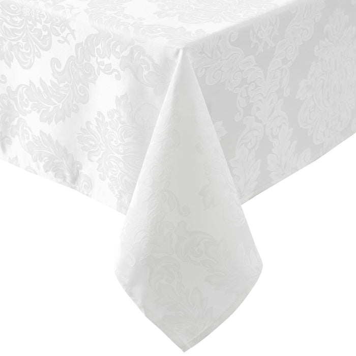 Newbridge Barcelona Luxury Damask Fabric Tablecloth, 100% Polyester, No Iron, Soil Resistant Holiday Tablecloths and Napkins