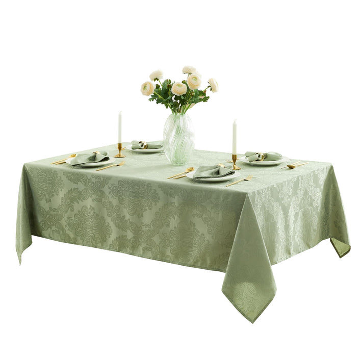 Newbridge Barcelona Luxury Damask Fabric Tablecloth, 100% Polyester, No Iron, Soil Resistant Holiday Tablecloths and Napkins
