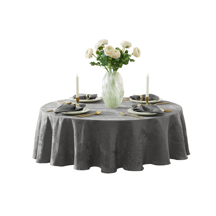 Newbridge Barcelona Luxury Damask Fabric Tablecloth, 100% Polyester, No Iron, Soil Resistant Holiday Tablecloths and Napkins