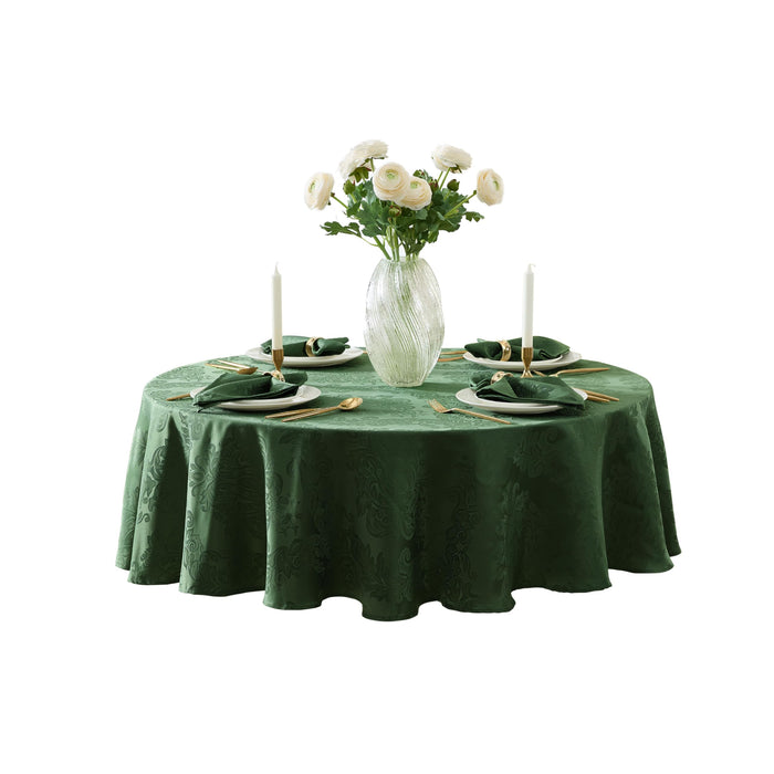 Newbridge Barcelona Luxury Damask Fabric Tablecloth, 100% Polyester, No Iron, Soil Resistant Holiday Tablecloths and Napkins