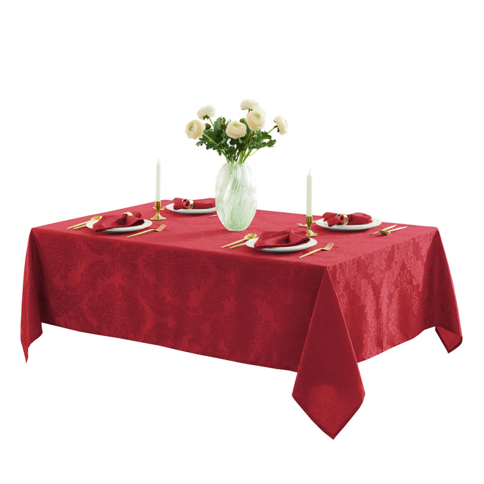 Newbridge Barcelona Luxury Damask Fabric Tablecloth, 100% Polyester, No Iron, Soil Resistant Holiday Tablecloths and Napkins