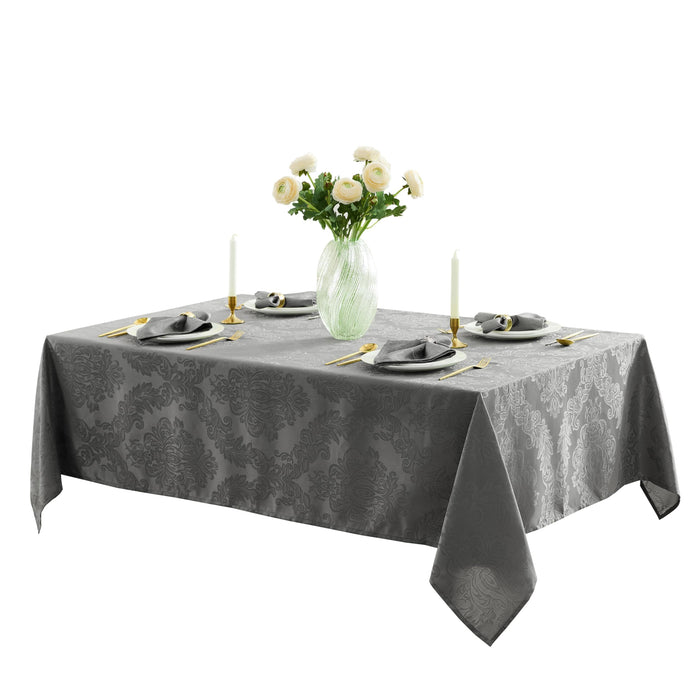 Newbridge Barcelona Luxury Damask Fabric Tablecloth, 100% Polyester, No Iron, Soil Resistant Holiday Tablecloths and Napkins