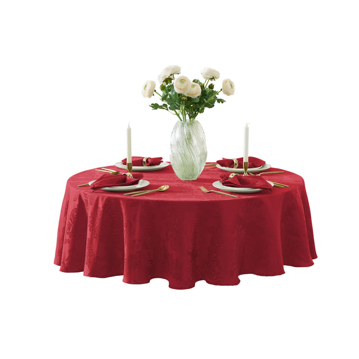 Newbridge Barcelona Luxury Damask Fabric Tablecloth, 100% Polyester, No Iron, Soil Resistant Holiday Tablecloths and Napkins