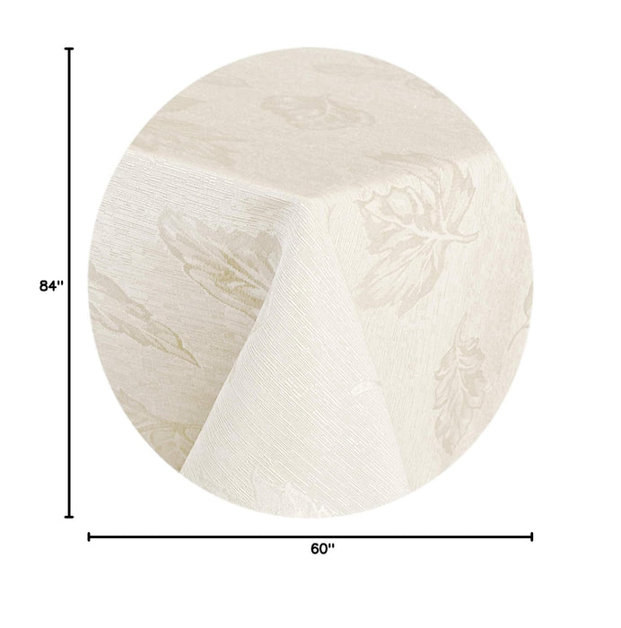Tremont Leaf Damask Fabric Tablecloth & Napkins, Soil Resistant, Easy Care