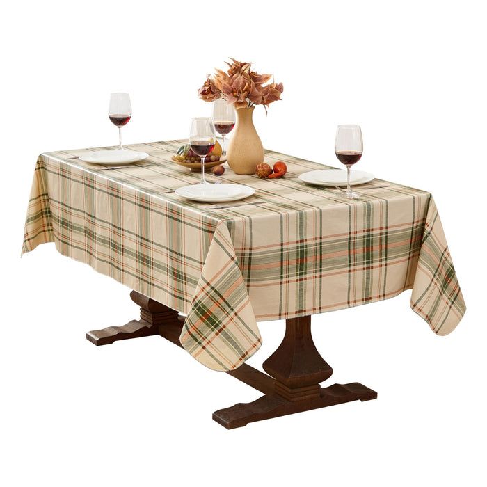 Pocono Plaid Rust and Sage Vinyl Tablecloth with Flannel Backing by Newbridge