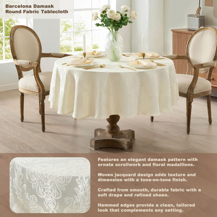 Newbridge Barcelona Luxury Damask Fabric Tablecloth, 100% Polyester, No Iron, Soil Resistant Holiday Tablecloths and Napkins