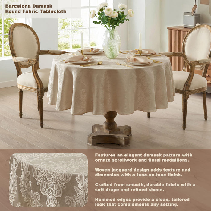 Newbridge Barcelona Luxury Damask Fabric Tablecloth, 100% Polyester, No Iron, Soil Resistant Holiday Tablecloths and Napkins