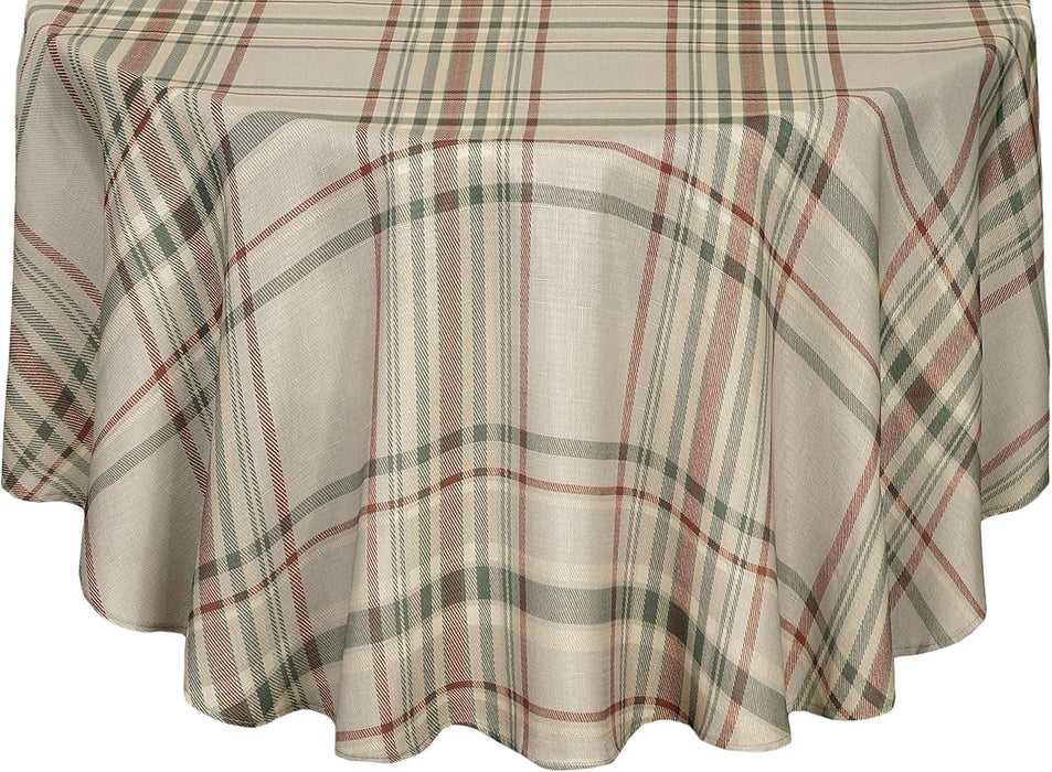 Pocono Plaid Thanksgiving Tablecloth, Farmhouse Green & Rust, Stain Repellent