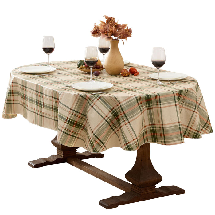 Pocono Plaid Rust and Sage Vinyl Tablecloth with Flannel Backing by Newbridge