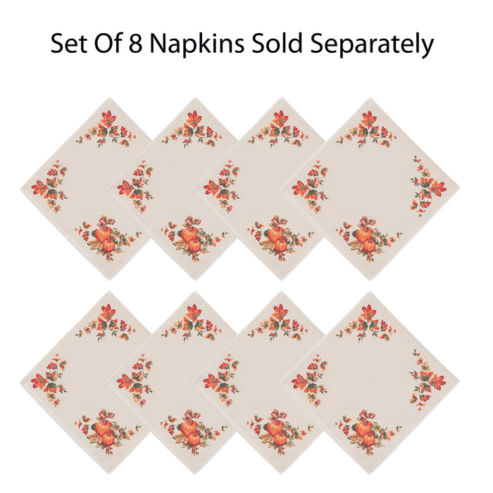 Thanksgiving Traditions Autumn Harvest Tablecloth, Fall Leaves & Pumpkin Border