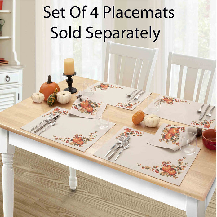 Thanksgiving Traditions Autumn Harvest Tablecloth, Fall Leaves & Pumpkin Border