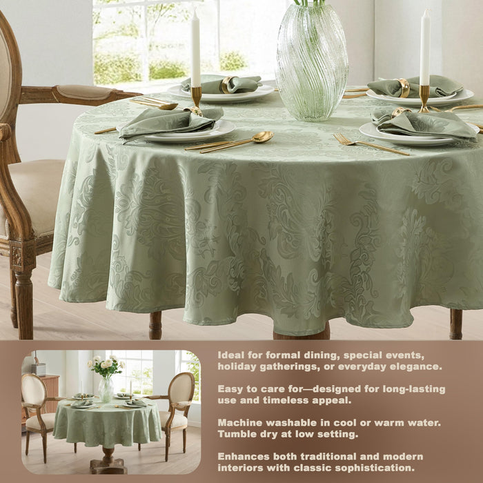 Newbridge Barcelona Luxury Damask Fabric Tablecloth, 100% Polyester, No Iron, Soil Resistant Holiday Tablecloths and Napkins