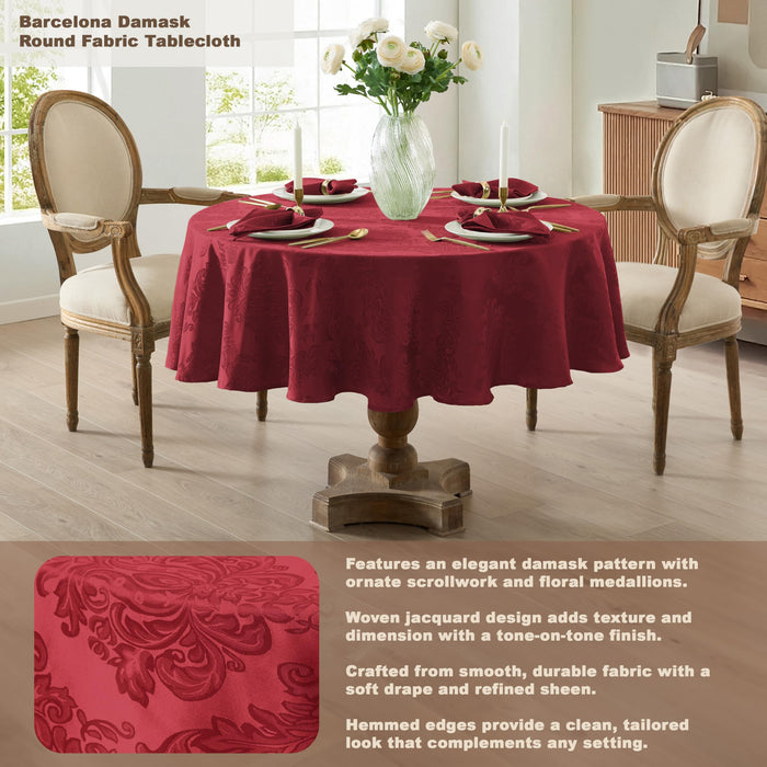 Newbridge Barcelona Luxury Damask Fabric Tablecloth, 100% Polyester, No Iron, Soil Resistant Holiday Tablecloths and Napkins