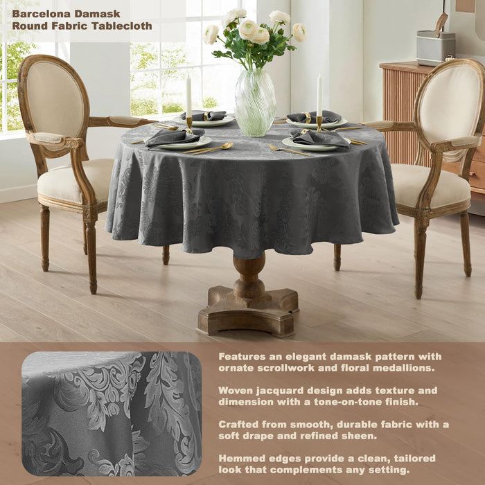 Newbridge Barcelona Luxury Damask Fabric Tablecloth, 100% Polyester, No Iron, Soil Resistant Holiday Tablecloths and Napkins