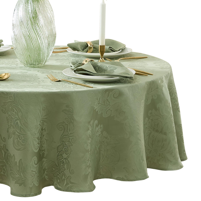 Newbridge Barcelona Luxury Damask Fabric Tablecloth, 100% Polyester, No Iron, Soil Resistant Holiday Tablecloths and Napkins