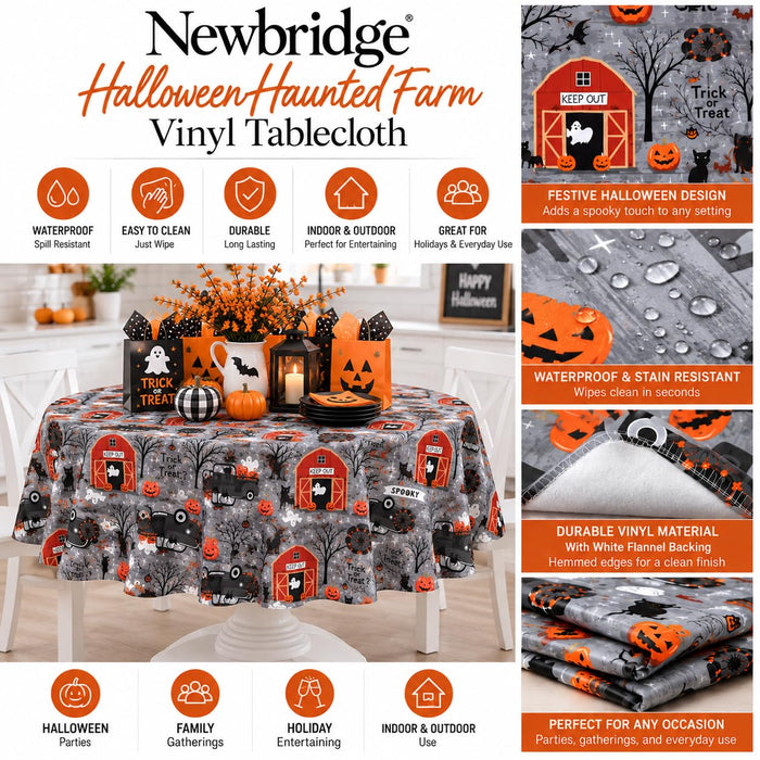 Newbridge Happy Halloween Witches Brew Vinyl Flannel Backed Tablecloth