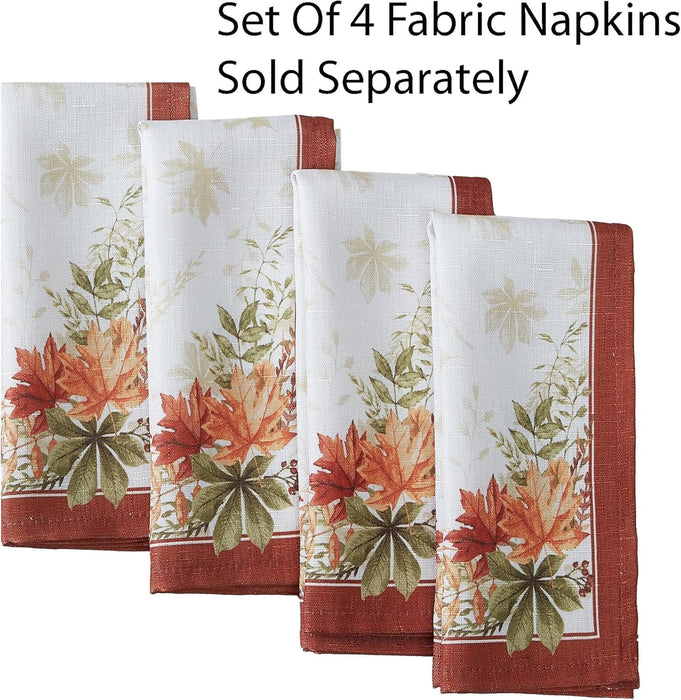 Elements of Nature Fall Foliage Fabric Thanksgiving Tablecloth, Wrinkle Resistant