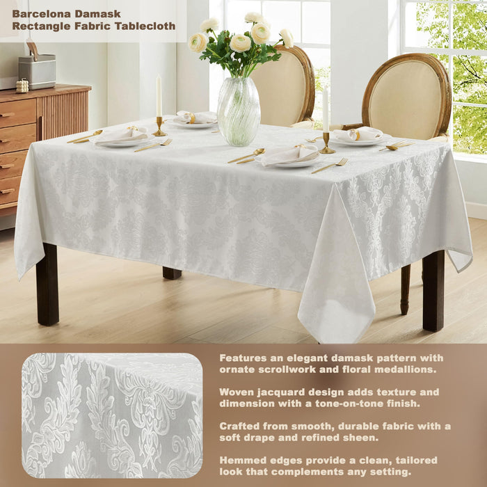 Newbridge Barcelona Luxury Damask Fabric Tablecloth, 100% Polyester, No Iron, Soil Resistant Holiday Tablecloths and Napkins