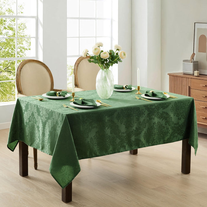 Newbridge Barcelona Luxury Damask Fabric Tablecloth, 100% Polyester, No Iron, Soil Resistant Holiday Tablecloths and Napkins