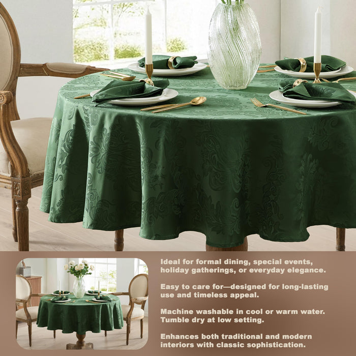 Newbridge Barcelona Luxury Damask Fabric Tablecloth, 100% Polyester, No Iron, Soil Resistant Holiday Tablecloths and Napkins