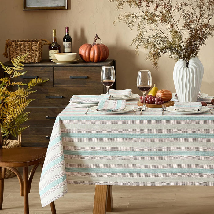 Home Bargains Plus Thanksgiving Hilton Plaid Fabric Tablecloth, Red Taupe Cream Woven Gingham Check Harvest Easy Care Cotton Blend Table Cover and Napkin