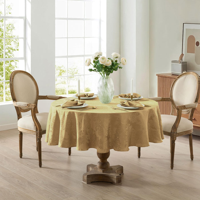 Newbridge Barcelona Luxury Damask Fabric Tablecloth, 100% Polyester, No Iron, Soil Resistant Holiday Tablecloths and Napkins