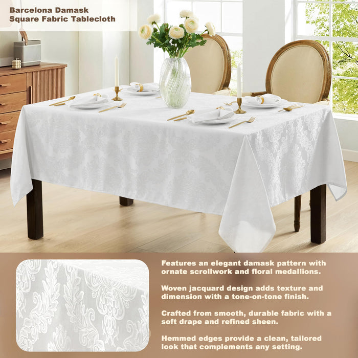 Newbridge Barcelona Luxury Damask Fabric Tablecloth, 100% Polyester, No Iron, Soil Resistant Holiday Tablecloths and Napkins