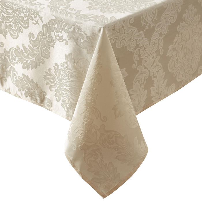 Newbridge Barcelona Luxury Damask Fabric Tablecloth, 100% Polyester, No Iron, Soil Resistant Holiday Tablecloths and Napkins