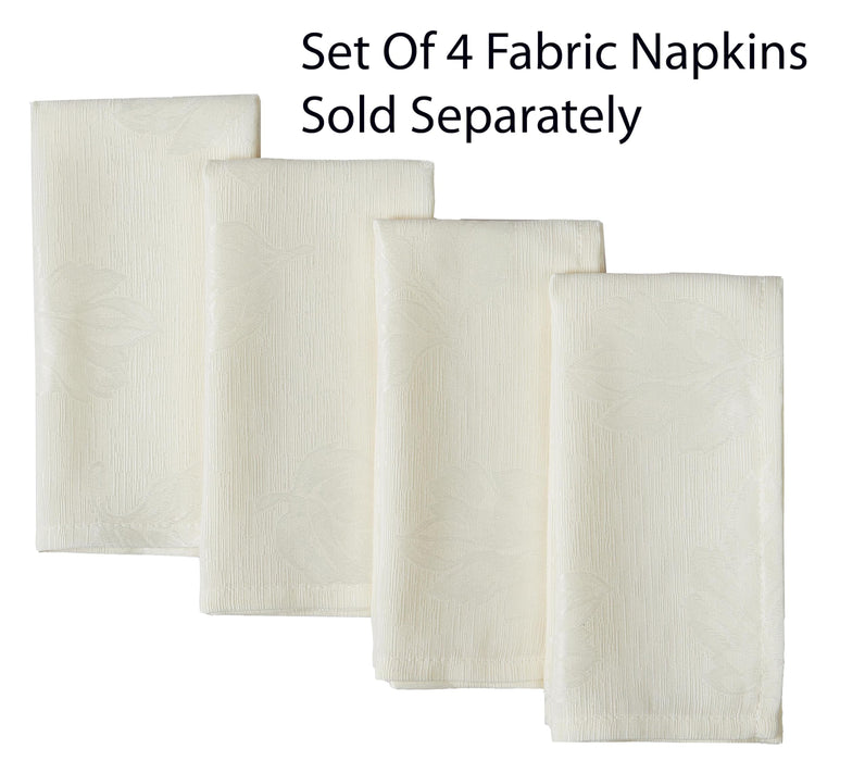 Tremont Leaf Damask Fabric Tablecloth & Napkins, Soil Resistant, Easy Care