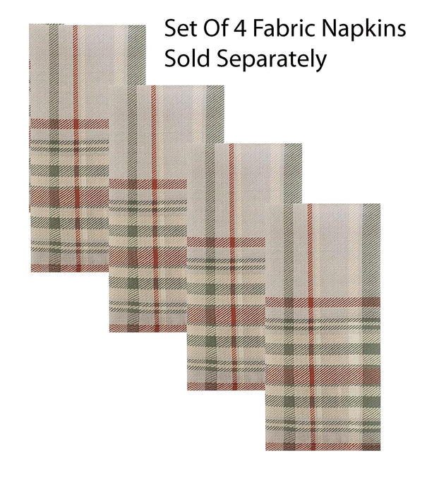 Pocono Plaid Thanksgiving Tablecloth, Farmhouse Green & Rust, Stain Repellent