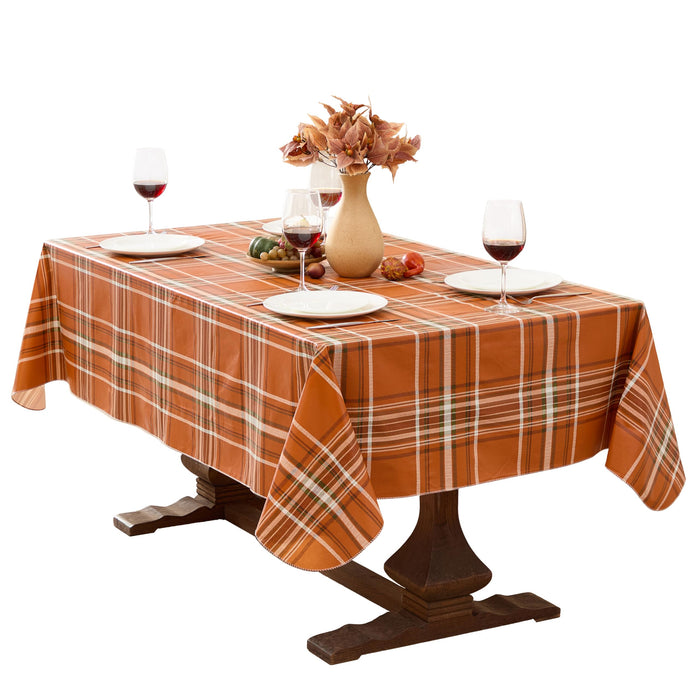 Pocono Plaid Rust and Sage Vinyl Tablecloth with Flannel Backing by Newbridge