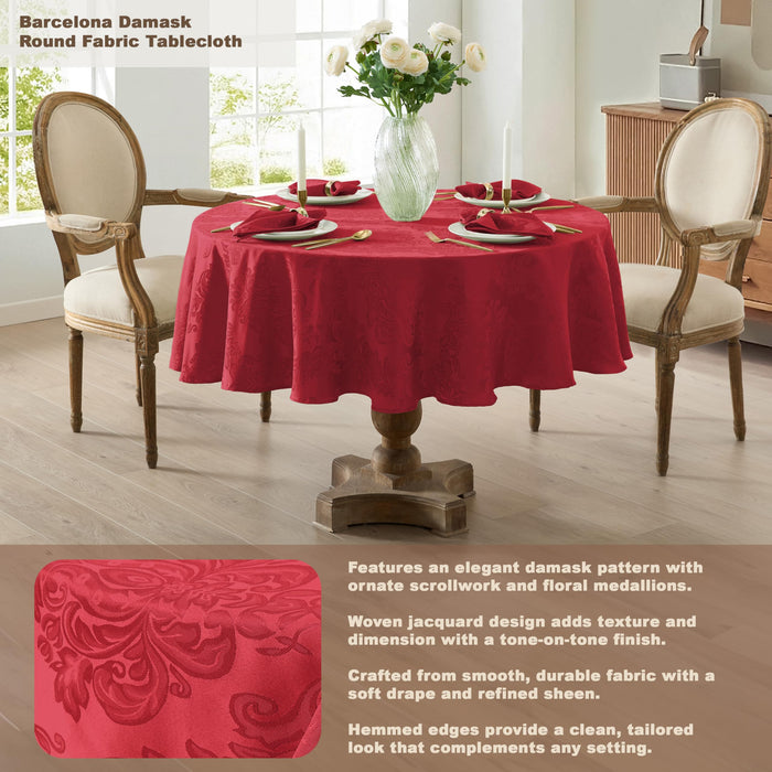 Newbridge Barcelona Luxury Damask Fabric Tablecloth, 100% Polyester, No Iron, Soil Resistant Holiday Tablecloths and Napkins