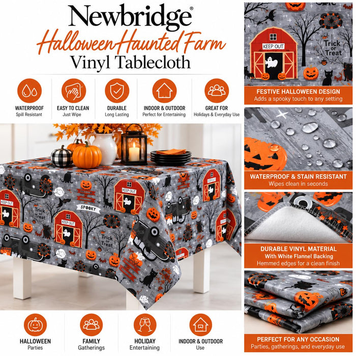 Newbridge Happy Halloween Witches Brew Vinyl Flannel Backed Tablecloth