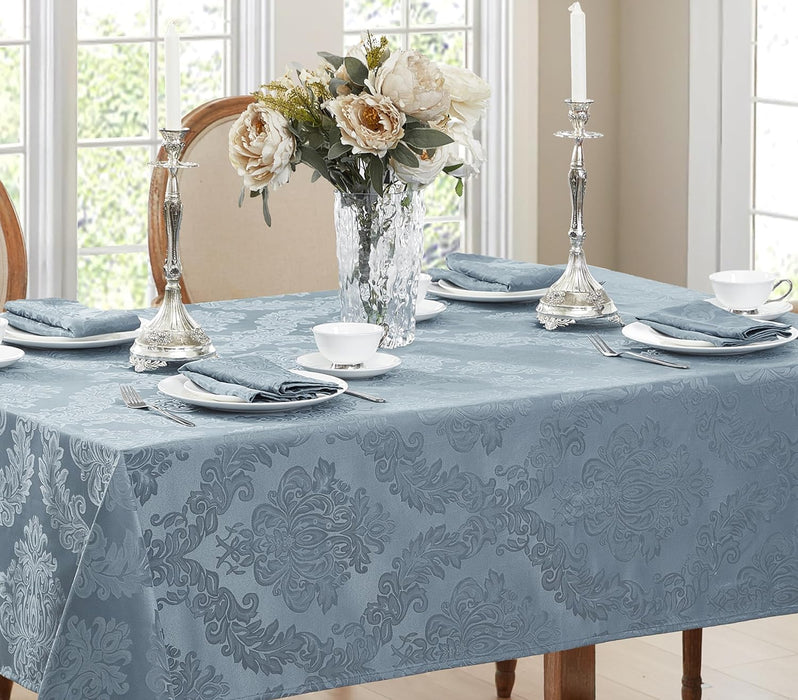 Newbridge Barcelona Luxury Damask Fabric Tablecloth, 100% Polyester, No Iron, Soil Resistant Holiday Tablecloths and Napkins