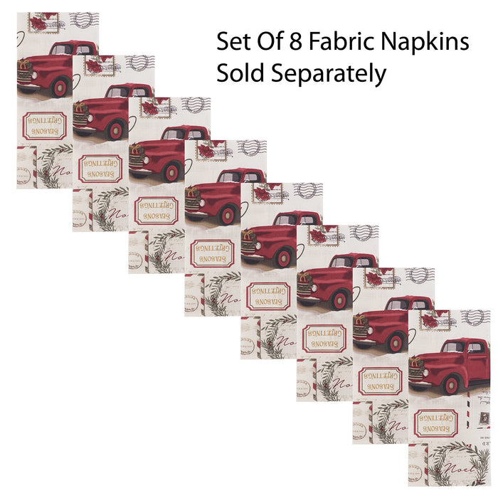 Newbridge Christmas Pine Hill Tree Farm Fabric Tablecloth, Nostalgic Retro Holiday Country Farm Truck No Iron and Stain Resistant Table Cover, Napkins, Placemats and Table Runners for Party, Banquet