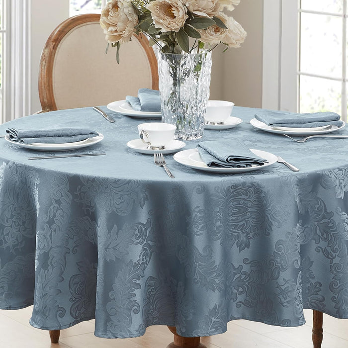 Newbridge Barcelona Luxury Damask Fabric Tablecloth, 100% Polyester, No Iron, Soil Resistant Holiday Tablecloths and Napkins