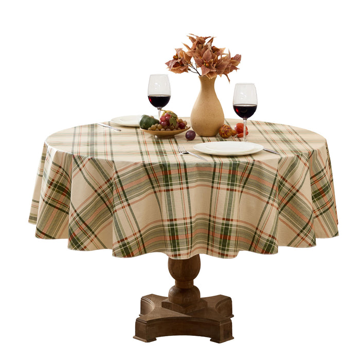Pocono Plaid Rust and Sage Vinyl Tablecloth with Flannel Backing by Newbridge