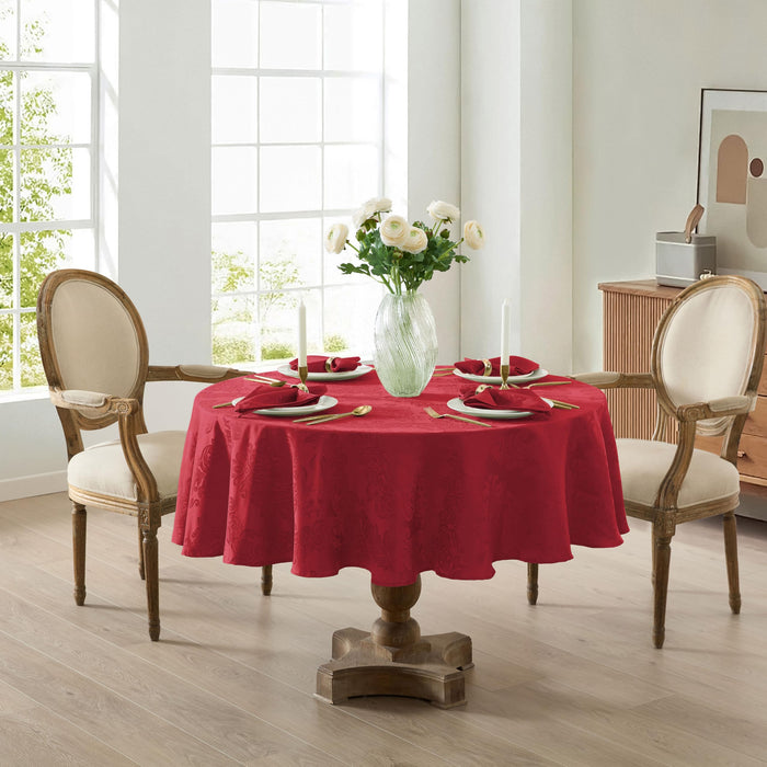 Newbridge Barcelona Luxury Damask Fabric Tablecloth, 100% Polyester, No Iron, Soil Resistant Holiday Tablecloths and Napkins