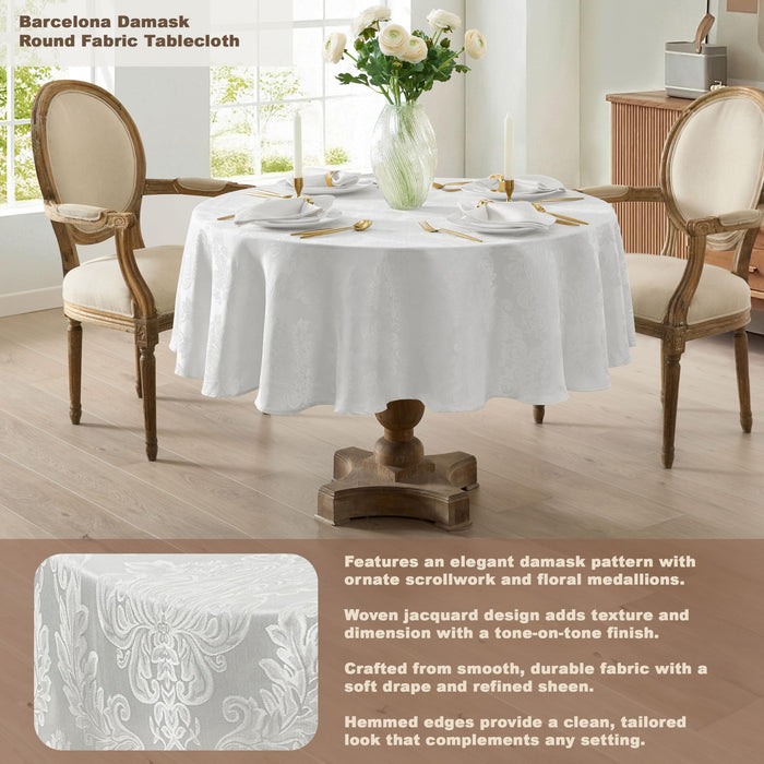 Newbridge Barcelona Luxury Damask Fabric Tablecloth, 100% Polyester, No Iron, Soil Resistant Holiday Tablecloths and Napkins