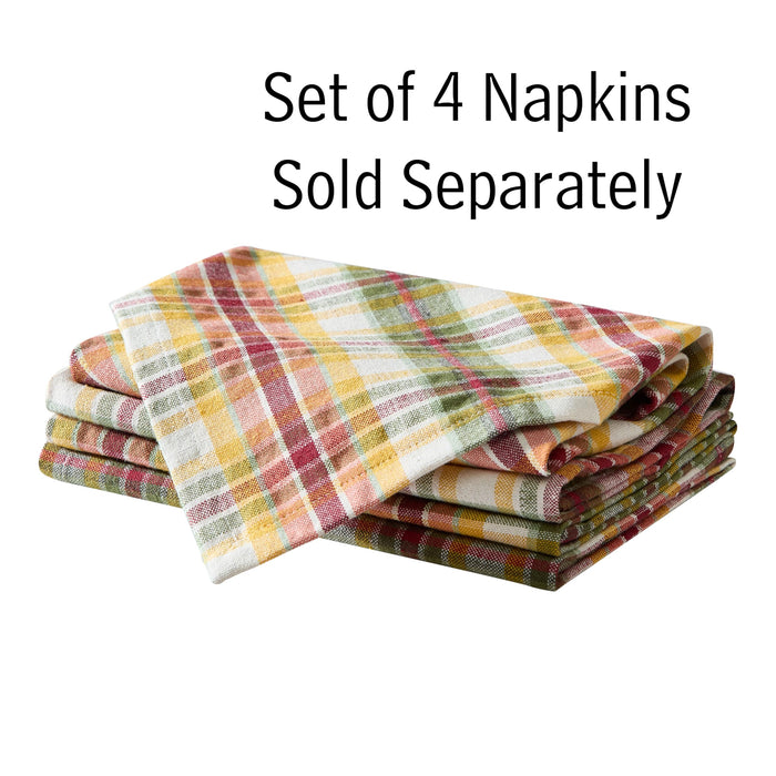 Wheatfield Golden Yellow Plaid Cotton Tablecloth for Fall & Thanksgiving