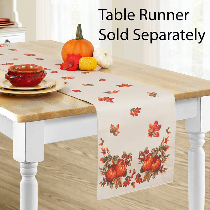 Thanksgiving Traditions Autumn Harvest Tablecloth, Fall Leaves & Pumpkin Border